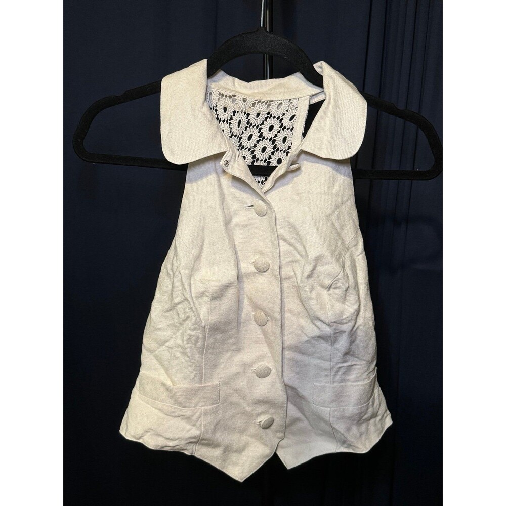 Vintage Geary Roark Kamisato Lace Back Vest 80s 90s Cottagecore